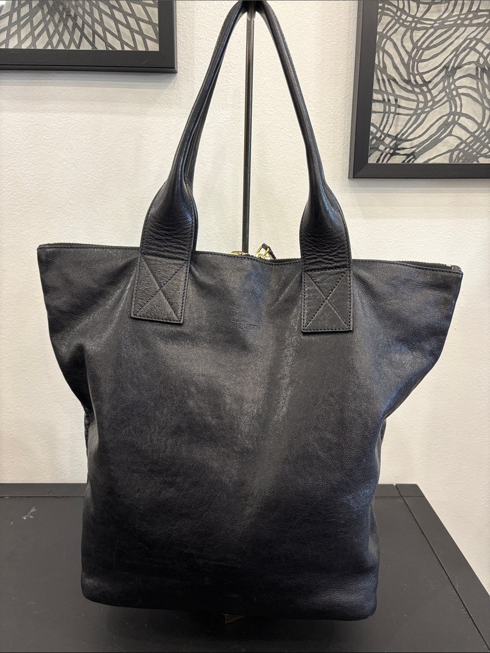 Alexander McQueen Authentic Large Black Leather Tote